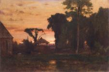 George Inness; Evening at Medfield, Massachusetts; 1869; 29.8 x 44.5 cm; Fine Arts Museums of San Francisco