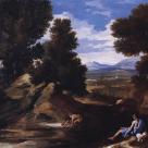 Nicolas Poussin; Landscape in the Roman Campagna with a Boy Drinking from a Stream; oil on canvas; 63.1 x 78.8 cm; National Gallery (Great Britain)