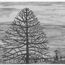 Paul Nash; Landscape with Tree and Girl; drawing; Victoria and Albert Museum, London, UK