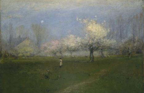 George Inness; Spring Blossoms, Montclair, New Jersey; 1891; oil and crayon or charcoal on canvas; 29 x 45.25 inches