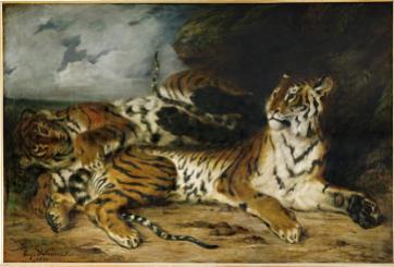 Eugène Delacroix; A Young Tiger Playing with its Mother; 1830; oil on canvas; 131 x 194.5 cm