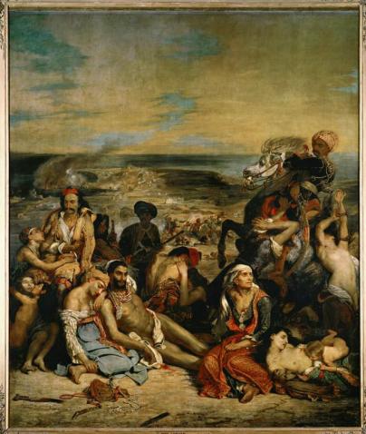Eugène Delacroix; The Massacre of Chios. Greek Families Waiting for Death or Slavery; 1824; oil on canvas; 419 x 354 cm; Musée du Louvre