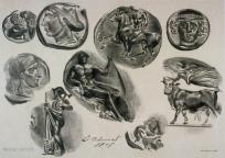 Eugène Delacroix; Feuille de neufs medailles antiques; 1825; lithograph; 22.2 x 30.9 cm; Fine Arts Museum of San Francisco