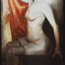 Otto Dix; Red-Haired Nude Seated; 1930; mixed media; 134 x 65 cm