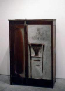 Doris Salcedo; Untitled; 1995; wood, cement, steel; 63.75 x 42.5 x 17.5 inches