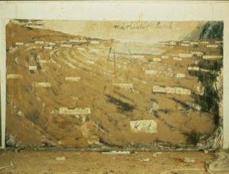 Anselm Kiefer; Sand of the March; 1982; sand on oil on canvas; 128.75 x 216.5 inches