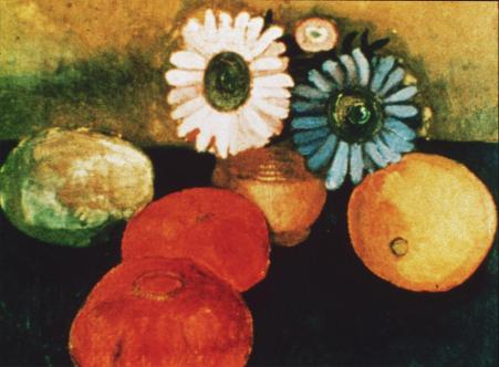 Paula Modersohn-Becker; Still Life with Fruit & Flower; 1906; oil on canvas; 30.5 x 34.9 cm