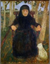 Paula Modersohn-Becker; Old Woman Sitting, With a Cat; 1904