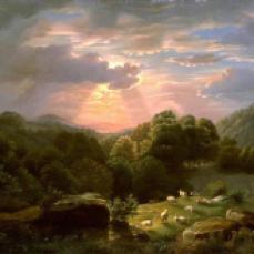 Robert S. Duncanson, Landscape with Sheep, oil on canvas, 32 1/4 x 44 1/8 in. (81.9 x 112.1 cm.)