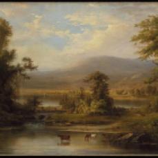 Robert S. Duncanson, Landscape with Cows Watering in a Stream, 1871, Oil on canvas, 21 1/8 x 34 1/2 in. (53.7 x 87.6 cm)