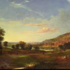 Robert S. Duncanson, Landscape with Rainbow , 1859 , oil on canvas, 30 1/8 x 52 1/4 in. (76.3 x 132.7 cm.)