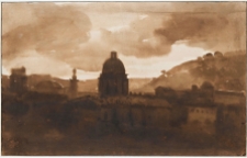 François Marius Granet's "View of Rome from Santa Trinita dei Monti at Sunset copy
