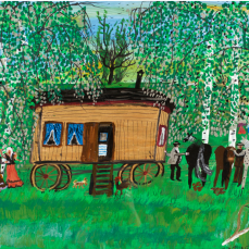 Landleben - Country life, 1993, Acrylic on cardboard 50 x 64,5 cm, Private collection, Wien